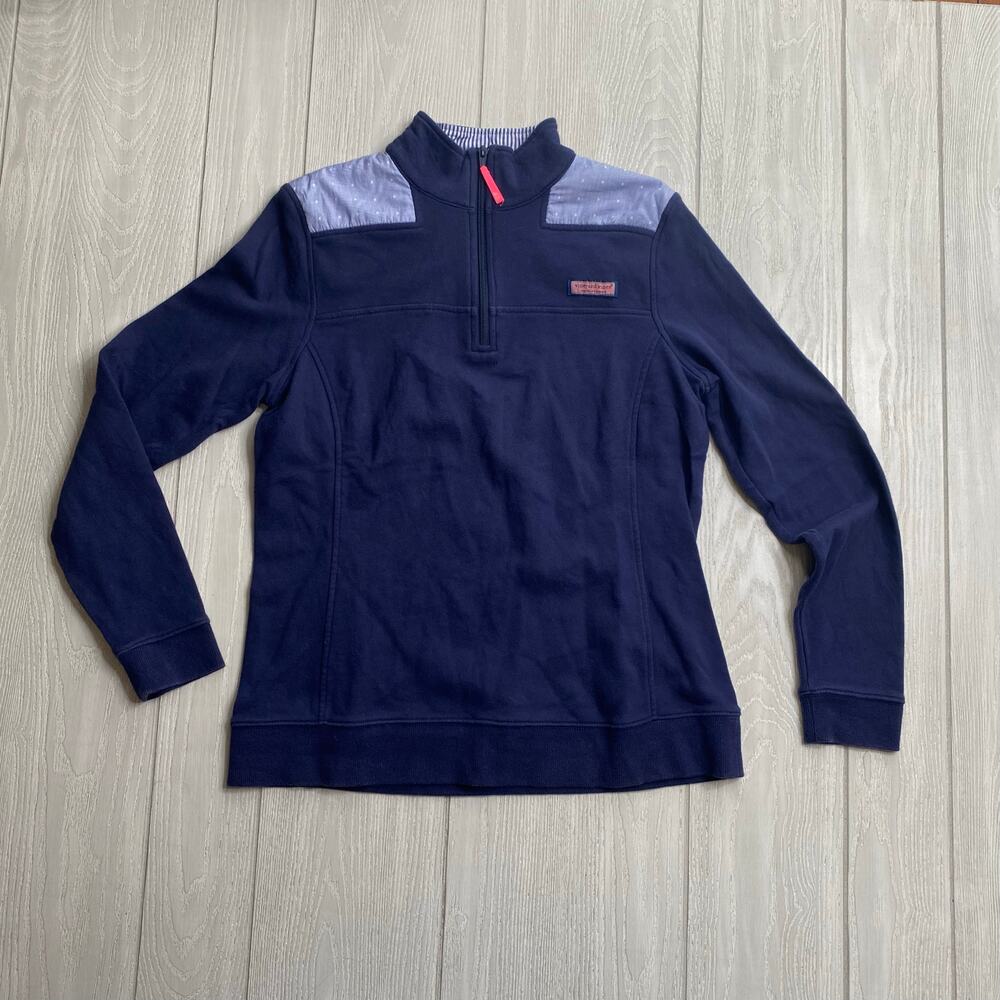 Vineyard Vines Navy Blue Quarter Zip Quilted Pullover Sweatshirt Medium